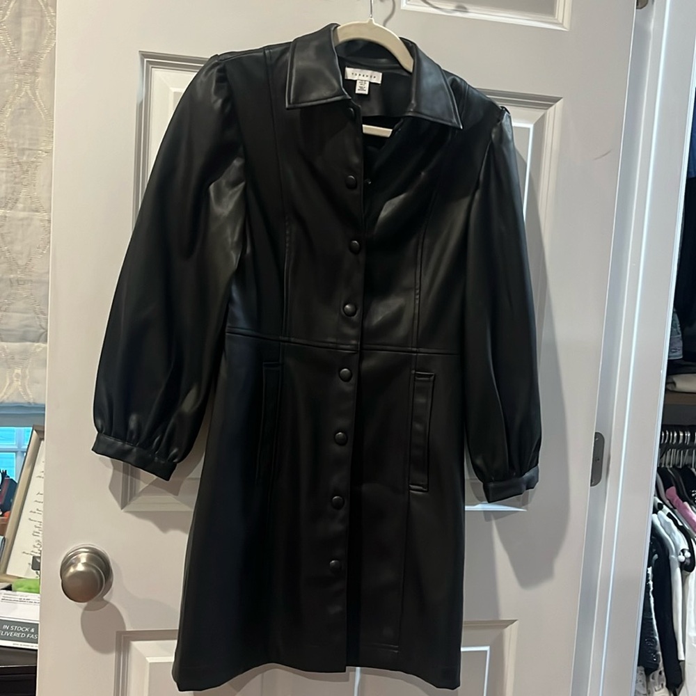 Topshop leather shirt dress- so cute !